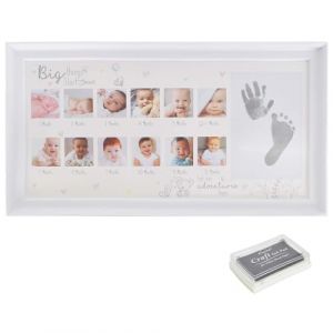 DEARBAG Souvenir Cadre Infantile 12 Mois Cadre Photo Multi Photo Bébé Ma Première Année Empreintes de Mains et de Pattes de Bébé Pour Nouveau-né Bebe Garçon Fille Souvenirs (surnamei, neuf)