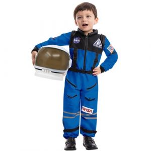 Spooktacular Creations Costume d'astronaute bleu avec casque pour enfants, combinaison spatiale, combinaison spatiale, astronaute d'Halloween, pilote de la NASA (bleu) - Petit (5-7 ans) (Joyin Direct, neuf)