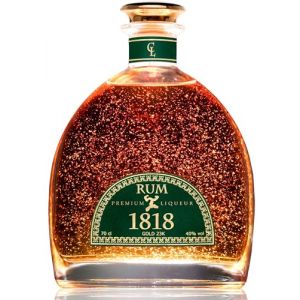 CONDE LUMAR Rhum Vieux XO 1818 Feuille d'or 23K - Cadeau Original Femme Homme - Republique Dominicaine Reserva - Premium Liqueur pour Offrir Avec Certificat Or - 40% Vol 70 cl - Sans Coffret (PREMIUM DRINKS, neuf)