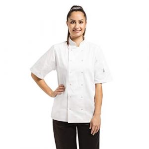 Whites Chefs Vegas Veste de cuisine mixte en polycoton à manches courtes, 4XL, Blanc, Tour de poitrine : 152-157 cm, Double boutonnage, Lavable en machine, A211-4XL (Winware, neuf)