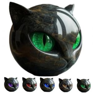 Sculpture en pierre de chat noir, sculpture noire de t&ecirc;te de chat, sculpture en pierre de chat noir de luxe, statue de chat mignon gu&eacute;rissant le stress de la pierre, pour la maison, le bureau (Sunshushop, neuf)