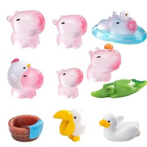 Yamobi Lot de 10 mini figurines Capybara lumineuses en silicone - Décoration de jardin féérique pour enfants, anniversaire, fête prénatale, gâteau, maison de poupée, bureau (DOZRRA, neuf)