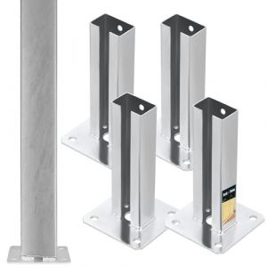 KOTARBAU® 4X Support De Poteau 60 x 40 mm en Acier | Support De Poteau À Visser pour Poteaux | Pied Poteau | Platine Poteau | Support Poteau Bois 9x9 | Fixation Poteau Bois | Support Poteau (KOTARBAU, neuf)