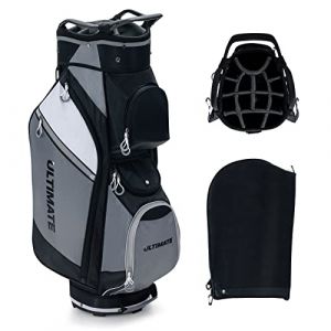 GOPLUS Sac de Chariot de Golf 14 Compartiments séparés avec Capuche Anti-Pluie, Sac de Voyage de Golf léger et Portable avec Housse Anti-poussière, bandoulière, Sac étanche pour Objets de Valeur (Augenstern24, neuf)