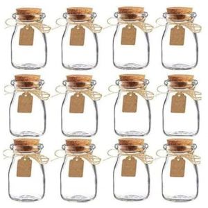 Amajoy 15 pi&egrave;ces Pot de faveur en Verre Vintage avec couvercles en li&egrave;ge, Bouteilles en Verre de faveur de f&ecirc;te de Mariage (Hengzhao, neuf)