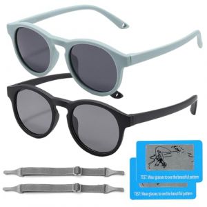 DKDDSSS 2 Paires Lunette de Soleil Enfant Bébé, Lunettes de Soleil Polarisées pour 0-3 Ans, Anti UV400 (OÜ KovAEveod, neuf)