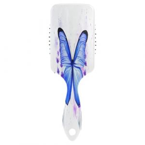 Brosse &agrave; cheveux avec coussin bleu aquarelle papillon lavande, peigne d&eacute;m&ecirc;lant, peigne pour femme, antistatique, brosse coiffante (AYXXKJ, neuf)