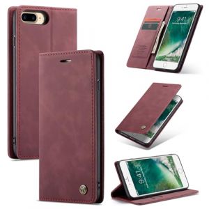 Ottcooed Coque pour iPhone 8 Plus/iPhone 7 Plus, Etui Protection Housse Premium en Cuir PU, Emplacements Cartes Magn&eacute;tique Pochette de Portefeuille Flip Case pour iPhone 7 Plus / 8 Plus - Rouge (Huataipeng, neuf)