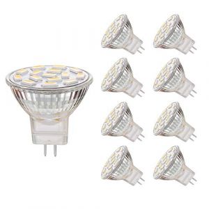 8x Ampoule LED MR11 GU4 3.5W, Non dimmable, Ampoules LED Spot GU4, Équivalent halogène 25-35W, 350LM, Blanc froid 6000K, AC/DC 12V, Angle de faisceau 120° (Eksave, neuf)