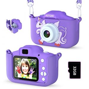 ASTGMI Appareil Photo pour Enfants, 2.0 Pouces Enfant Appareil Photo Num&eacute;rique, Mini Cam&eacute;ra Rechargeable Cam&eacute;scope Cadeau Jouet Filles Gar&ccedil;ons de 3 &agrave; 10 Ans, vid&eacute;o HD 1080p, 32G SD Carte (THEZENAS ALA, neuf)