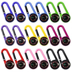 CATELL 18 Pi&egrave;ces Mini Boussole Enfant Boussole Randonn&eacute;e, Mini boussol&eacute; Multicolore Portative Mini Mousqueton Multifonction avec boussoles pour Voyages L'ext&eacute;rieur Camping Randonn&eacute;e Voyages (JRD-EU, neuf)