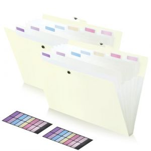 FRETONBA Trieur A4 8 Compartiments, 2 Pièces Classeur Conception de l'étiquette, Porte vue Bouton Rabattable Pour Protéger les Documents, Porte Document, Rangement Papier Administratif, Jaune (FRETONBA, neuf)