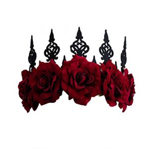 Couronne florale gothique pour mari&eacute;e,Couronne de fleurs,Couronne de cheveux,Couronne florale avec ruban,Pour femme et fille,Diad&egrave;me de fleurs, f&ecirc;te d'Halloween, photographie (pengjingmei, neuf)