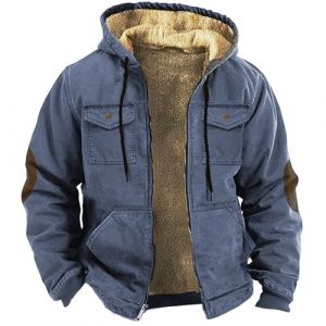 Generisch Veste Bomber Homme Hiver Rembourr&eacute;e, Veste en Polaire &Eacute;paissie en Coton Veste d'Hiver Cargo Patchs Veste de Transition avec Poches et Fermeture &Eacute;clair Veste de B&ucirc;cheron Oversize D&eacute;contract&eacute;e (shuQOTA, neuf)