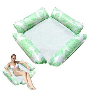 CUVZORA Matelas gonflable de piscine 4 en 1, jouet d'eau, hamac d'eau, fauteuil de natation pour piscine, jouet de piscine, pour plage, piscine et lac (feuille de tortue verte) (ISTVANGA Kft., neuf)