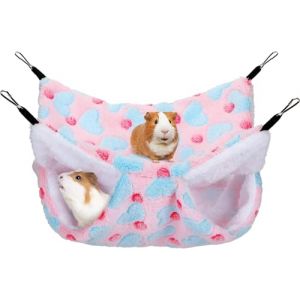 ZYEKIU Hamac Chinchilla Furet 34x34cm Maison Cochon d'Inde, Hamac Cage Furet Double Hamacs Cochon d'Inde Rat Chaud Nid, Hamacs Animaux de Compagnie pour Chinchilla, H&eacute;risson, Cobayes (Rose) (RUIYIDZ, neuf)