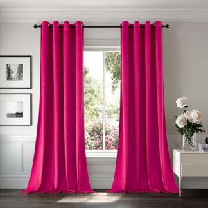 MIULEE Rideaux Velours Fuchsia 140x260 CM Lot de 2, Luxurious Doux Semi-occultant Rideau &agrave; Oeillets, Rideau Thermique Isolant Anti Chaleur Velours pour Chambre, Opaque Rideaux Salon Moderne (MIULEE HOME, neuf)
