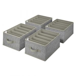 GRANNY SAYS Organisateurs Dressing Rangement, Lot de 4 Bo&icirc;tes de Rangement Tissu, Organisateur Armoire Vetement pour Tee Shirt Pantalon, Rangement Placard Vetement pour V&ecirc;tements et Penderies, Gris (SEMPERFUN, neuf)