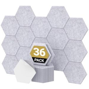TONOR Lot de 36 Panneau Acoustique Mural Autocollante, 30 x 26 x 1cm Panneau Acoustique &agrave; Haute Densit&eacute;, Mousse Acoustique Hexagonal Isolant Phonique pour Studio, Bureau, Chambre, Salon, Gris (TonorDirect FR, neuf)