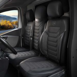 GIOVANNI BUTTI Housses de Si&egrave;ge Auto Universelles 2+1 pour Renault Trafic 3 (2015-2024), OPEL Vivaro B (2014-2018) - Housses de Si&egrave;ge Avant Voiture en Tissu Piqu&eacute; Noir Housse de Si&egrave;ge Auto Double (PANDASEATCOVER, neuf)