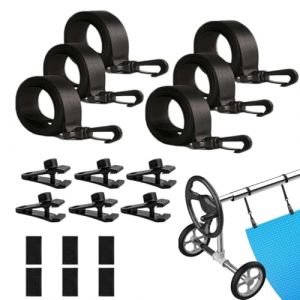 Lot de 6 sangles de protection pour bâche de piscine, enrouleur de piscine, lot de 6 bandes de fixation et pinces, accessoires de piscine (zhanlanwei, neuf)