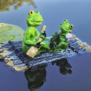Décoration de bassin - Mini étang - Grenouille - Décoration flottante pour mini étang - En résine - Décoration de bassin pour l'extérieur - Pour jardin, balcon, étang (J) (shanghailibowangluokejiyouxiangongsi, neuf)