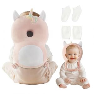 Fortella Sac à dos de protection de la tête pour bébé et tout-petit, harnais sécurité réglable, sac anti chute enfants avec genouillere bebe & chaussettes, cadeau 5–24 mois, pour marche(Licorne Rose) (Fortella, neuf)