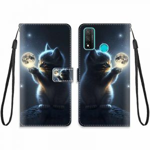 KARTXITAI Cuir Coque Compatible avec Huawei P Smart 2020 Antichoc avec Support Clapet Design Motif Dr&ocirc;le &Eacute;tui Bumper Portefeuille Magn&eacute;tique Cr&eacute;atif Case Cover Housse-Lune Chat,Ciel,&eacute;toiles (KARTXITAI, neuf)