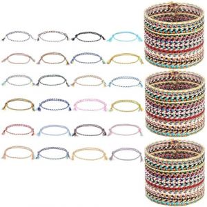 24 pcs bracelet bresilien Bracelet D'amitié Tissé Bohème cadeau invite anniversaire enfant Couleur Bracelets Bresilien Tissé à La Main des amoureux ou des personnes importantes en témoignage d'amitié (alium2, neuf)