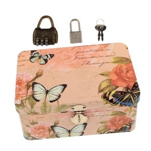 Hohopeti Petite Bo&icirc;te de Rangement en Fer Couvercle et Cadenas Bo&icirc;te Rectangulaire pour Accessoires de Bureau Organiseur de Cosm&eacute;tiques &Eacute;pices Bonbons Design &Eacute;l&eacute;gant Facile &agrave; Partager (Orcchid, neuf)