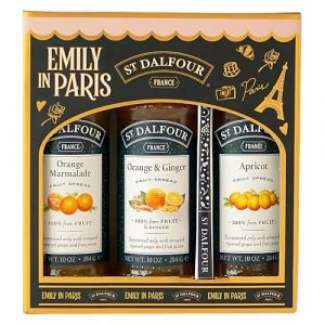 St. Dalfour Coffret Confiture – Édition Emily in Paris – 100% fruits, sans sucre ajouté, sans gluten – 3x284g (Fraise/Framboise/Cerise Noire) avec cuillère (Orange, Orange-Gingembre, Abricot) (SureShot Nederland, neuf)