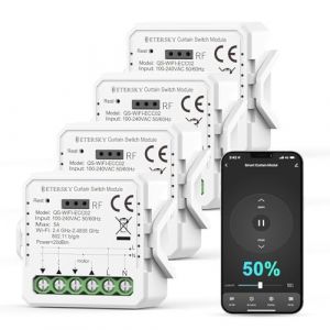 ?Fonction pourcentage?Interrupteur Volet Roulant Connecté,Module Volet Roulant WiFi,Commutateur Rideau Stores Intelligent,Compatible avec Alexa Google Home,APP Contrôle,Minuterie,Moteur Mural Mini 4P (EHome Mall, neuf)