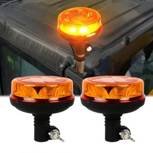 Qiping 2PCS Gyrophare LED Orange, 12V-24V Orange-Phare d&rsquo;Avertissement Clignotant avec 6 Modes de Flash Strobe Beacon Light Ambre pour Camion Tracteur Caravane IP67 &eacute;tanche E-Mark E9 (Qiping EU, neuf)