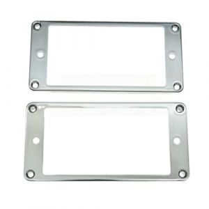 Dopro Lot de 2 cadres de montage en plastique pour micro Humbucker - Fond incurvé 3 x 5 pour manche et 7 x 9 pour micro chevalet - Chrome (Dopro E-commerce, neuf)