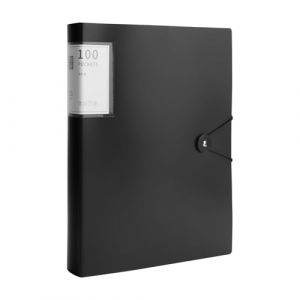 APOMOONS classeur avec pochette transparente 100 pochettes, classeur souple a4 avec autocollants d'index, dossier avec pochettes A4, classeur &eacute;tanche avec feuilles pour l'&eacute;cole et le bureau (noir) (xinzemei, neuf)