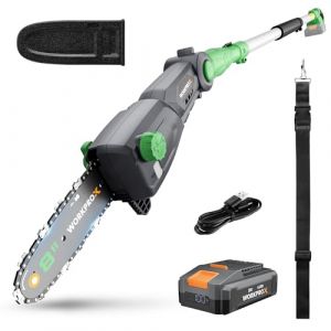 WORKPROX Élagueuse Télescopique sur Perche 20V pour Tailler Branches Hautes – Tronçonneuse à Batterie 4,0Ah, Extension Jusqu'à 4,5 m, Lame 20 cm, Angles de Tête Réglables, Lubrification Auto (TS.Werkzeug, neuf)