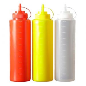 Bouteille &agrave; Condiments,3 Pcs Bouteille Sauce 1000ml,Recipient Sauce,Presser Les Bouteilles,Condiments Squeeze Bouteilles,pour la Cuisson,Le Ketchup,I'huile D'olive(Rouge, Jaune, Blanc) (Osuter, neuf)