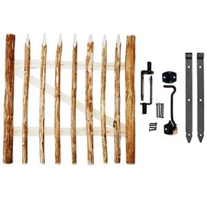 BOGATECO Grande Portillon Ferme Jardin en Bois | Largeur: 100cm | Hauteur: 120 cm | Largeur Entre Piquets de Clôture 6-7 cm | Comprend Charnières et Accessoires | Porte S'ouvre à Droite (BOGATECO, neuf)