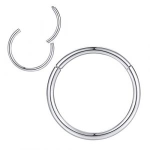 Lot de 2 paires d'anneaux de nez de 20 g pour homme et femme - 10 mm - Calibre 20 - Anneau &agrave; charni&egrave;re en acier chirurgical 316L - Pour cartilage, h&eacute;lix, lobe, daith, rook, conque, tragus (LoveBodyJewelry, neuf)