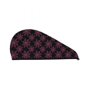 Cifeprak Halloween Araignée Noir Violet Motif Toile D'araignée Serviette De Séchage Des Cheveux Avec Bouton, Serviette De Cheveux En Velours Corail, Chapeau De Turban Pour Cheveux Secs, Bonnet De Ba (DoubleShopShow, neuf)
