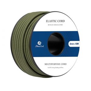 Abma Cord Fils Elastique 3mm x 10m Cordon Elastique Rond Corde Elastique Sandow Elastique Ficelle pour Bracelet, Masques, Collier, Bijoux, Chapeau, Camping - Vert Arm&eacute;e (Abma Cord EU, neuf)