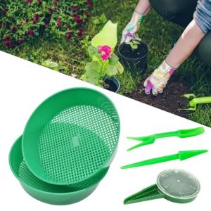 YouXiaor 3PCS Tamis de Jardin en Plastique Tamis de Jardinage Tamis &agrave; Sable Tamis &agrave; Compost Tamis &agrave; Terre Maille Plantes Succulentes Sable Pierre Filtre Outil Jardinage Tamis (Vert) (YouXiaor, neuf)