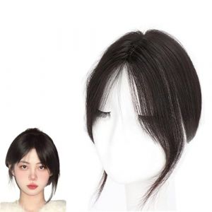 Postiches De 10 Pouces Avec Frange Française 3D Pièces De Cheveux 100% Naturels for Femmes Poupée À Base De Soie De 6 X 8 Cm Extensions De Cheveux À Clipser for Cheveux Gris(Black) (shaoqingg, neuf)