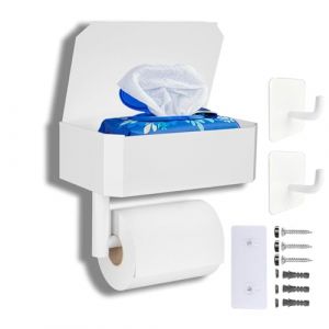 AZOMKER Porte Papier Toilette, Support Papier Toilette, Derouleur Papier WC, Derouleur Papier Toilette Murale, Porte Papier Toilette sans Percage (Blanc) (AZOMKER Direct Store, neuf)
