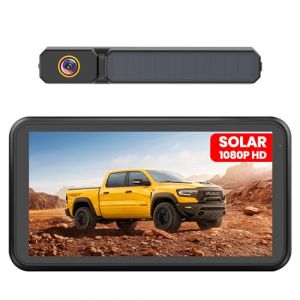 Foxpark Solaire Camera de Recul sans Fil: Installation Facile en 3 Minutes, avec HD 1080P Moniteur 5 Pouces, Étanche IP69K Vision Nocturne Claire Nocturne Caméra de Recul pour Auto,SUV, Camion,Van (Kabo dianzishangwu, neuf)