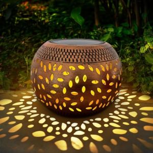 Lanterne Solaire Ext&eacute;rieur, Lampe Solaire Exterieur &eacute;tanche en M&eacute;tal, D&eacute;coration de Jardin Lanterne Solaire D&eacute;corative (Lanternes solaires en Bronze) (ALUNME FR^-^, neuf)