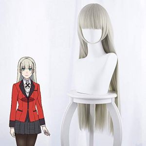 GUANBBD Kakegurui xx Momobami Ririka Perruque de cosplay 80 cm de long cheveux synthétiques lisses résistants à la chaleur pour femme Anime Costume Fête Perruque Gris Momobami Ririka (GUANBAIJI1982, neuf)