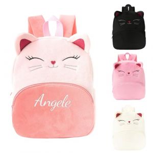 Personnalisable Sac a Dos Enfant Fille, Petit Sac à Dos Enfant, Personnalisé Brodé Prenom Cartable Primaire Sac a Dos Enfant Maternelle pour Fille, Chat Sac à Dos Ecole Crèche Backpack (Rose Pâle) (HB Personalized Workshop, neuf)