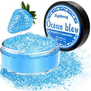 Paillettes Comestibles, 15g Colorant Alimentaire Poudre Alimentaires pour Un Cocktail, Paillettes À Boire pour Liqueur, Vin, Champagne D'halloween-Océan Bleu (SigWong, neuf)