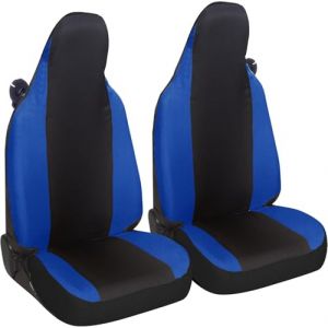 Susy Shop Housses de siège auto compatibles pour Smart fortwo, 450 451 et 453, lot de 2 housses avant, fabriquées en tissu polycoton (noir/bleu royal) (Susy Shop, neuf)